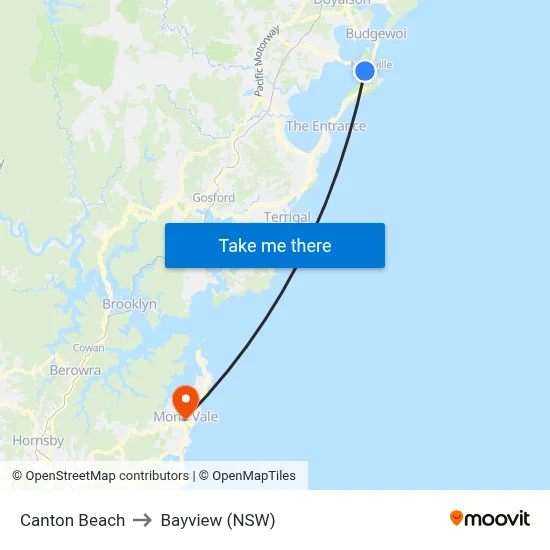 Canton Beach to Bayview (NSW) map