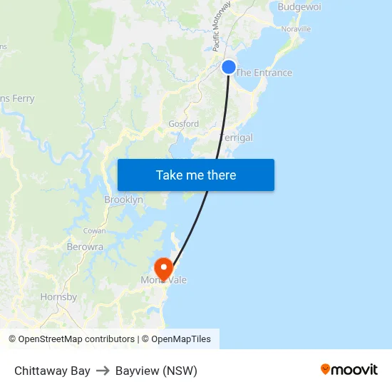 Chittaway Bay to Bayview (NSW) map