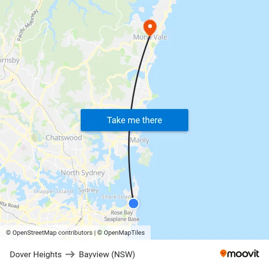 Dover Heights to Bayview (NSW) map