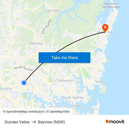 Dundas Valley to Bayview (NSW) map