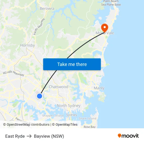 East Ryde to Bayview (NSW) map