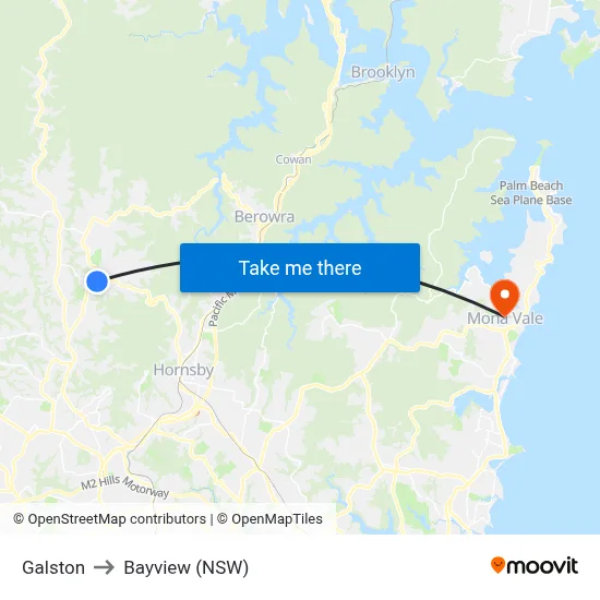 Galston to Bayview (NSW) map