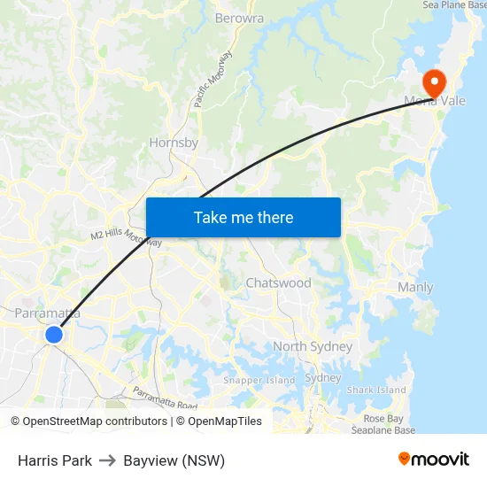 Harris Park to Bayview (NSW) map