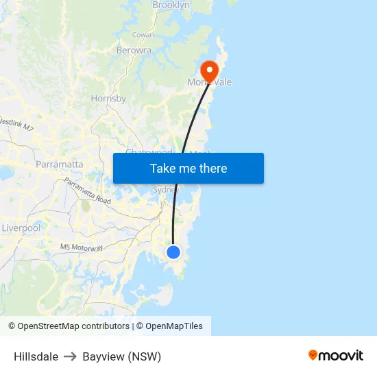 Hillsdale to Bayview (NSW) map