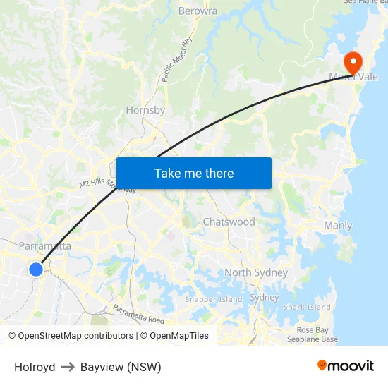 Holroyd to Bayview (NSW) map