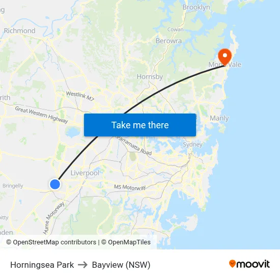 Horningsea Park to Bayview (NSW) map