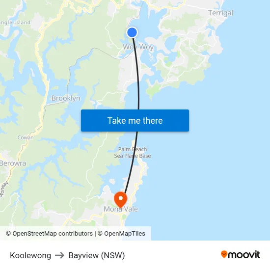 Koolewong to Bayview (NSW) map