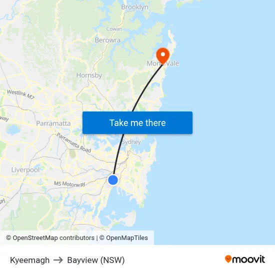 Kyeemagh to Bayview (NSW) map
