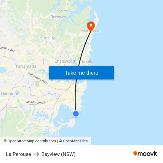 La Perouse to Bayview (NSW) map