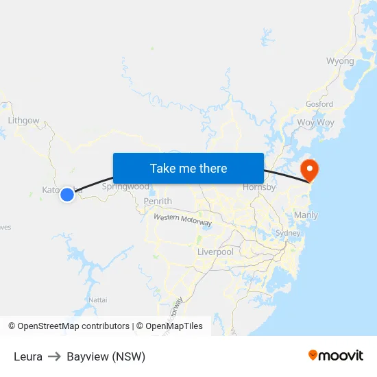 Leura to Bayview (NSW) map