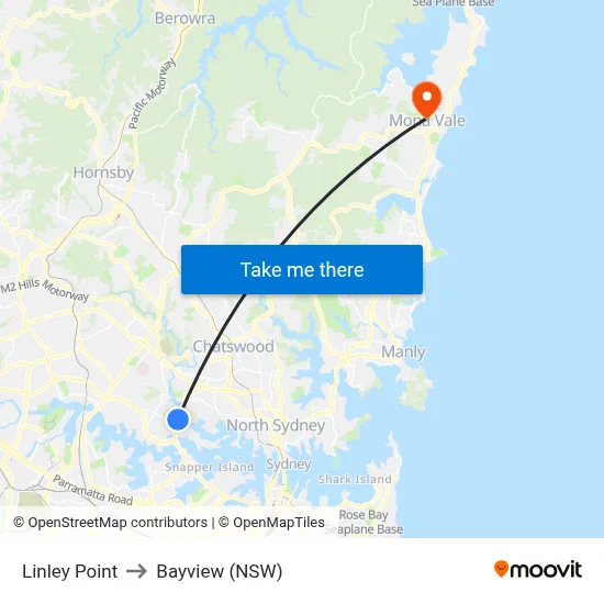 Linley Point to Bayview (NSW) map