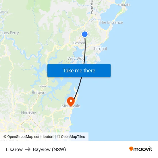 Lisarow to Bayview (NSW) map