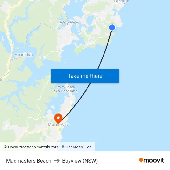 Macmasters Beach to Bayview (NSW) map