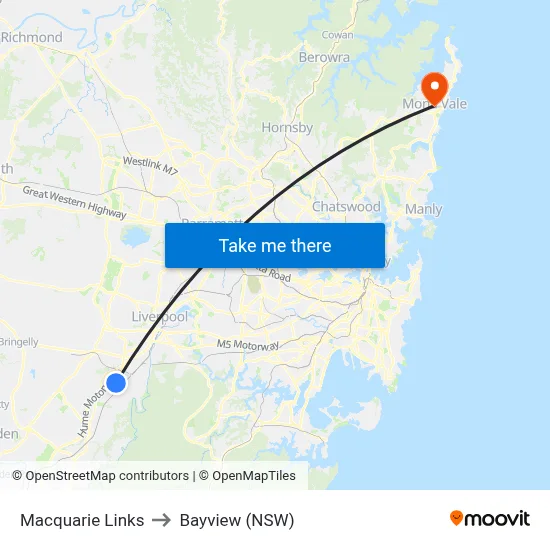 Macquarie Links to Bayview (NSW) map