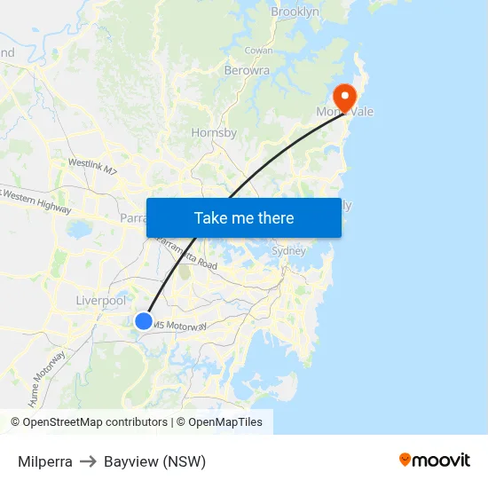Milperra to Bayview (NSW) map