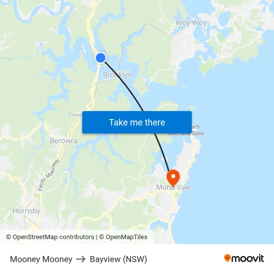 Mooney Mooney to Bayview (NSW) map