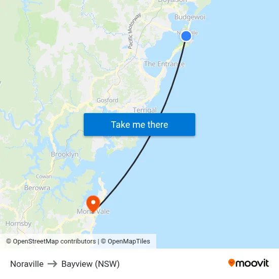 Noraville to Bayview (NSW) map