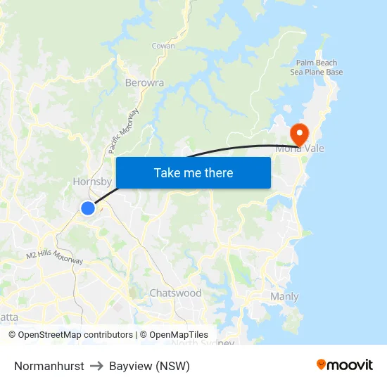 Normanhurst to Bayview (NSW) map