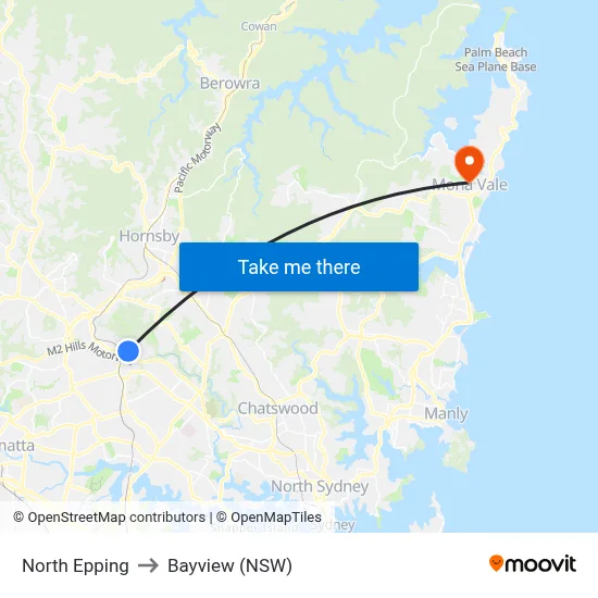North Epping to Bayview (NSW) map