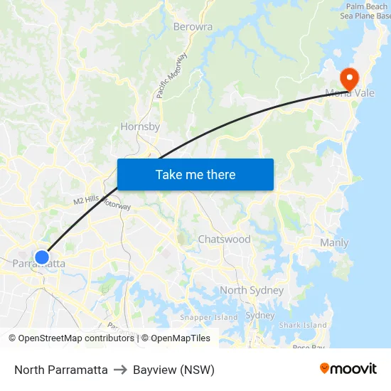 North Parramatta to Bayview (NSW) map