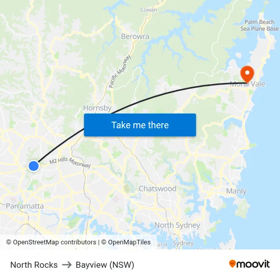 North Rocks to Bayview (NSW) map