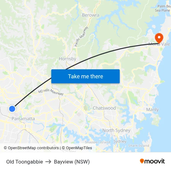 Old Toongabbie to Bayview (NSW) map