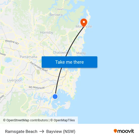 Ramsgate Beach to Bayview (NSW) map