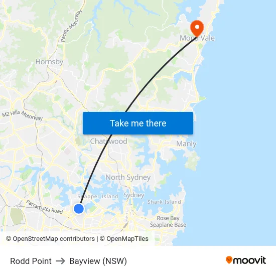 Rodd Point to Bayview (NSW) map