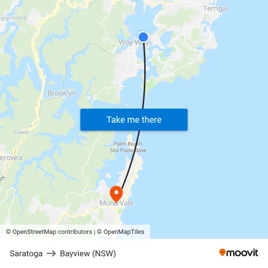 Saratoga to Bayview (NSW) map