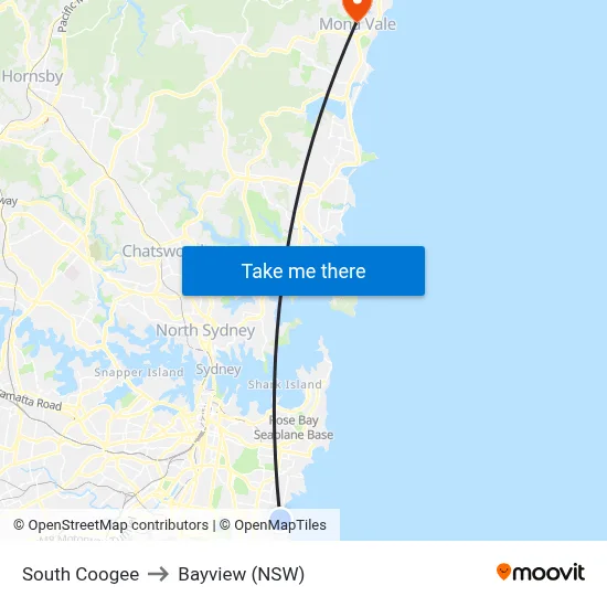 South Coogee to Bayview (NSW) map