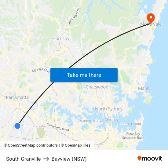 South Granville to Bayview (NSW) map