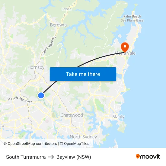 South Turramurra to Bayview (NSW) map