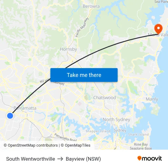 South Wentworthville to Bayview (NSW) map