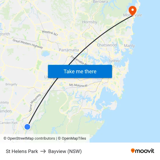 St Helens Park to Bayview (NSW) map
