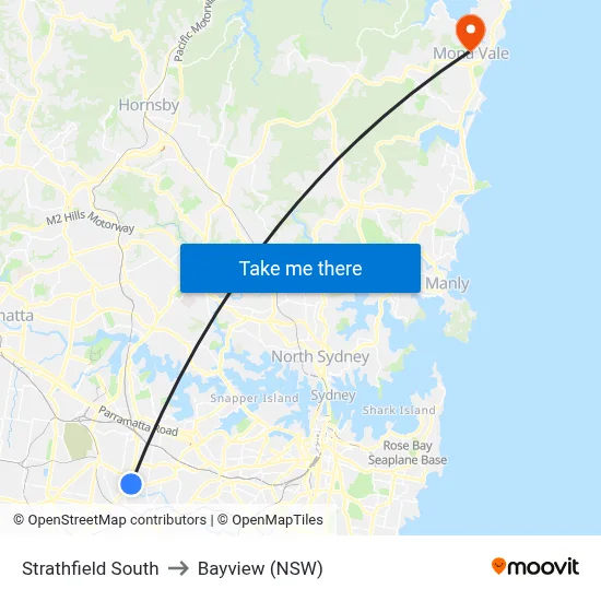 Strathfield South to Bayview (NSW) map