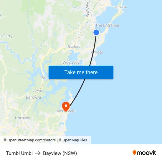 Tumbi Umbi to Bayview (NSW) map