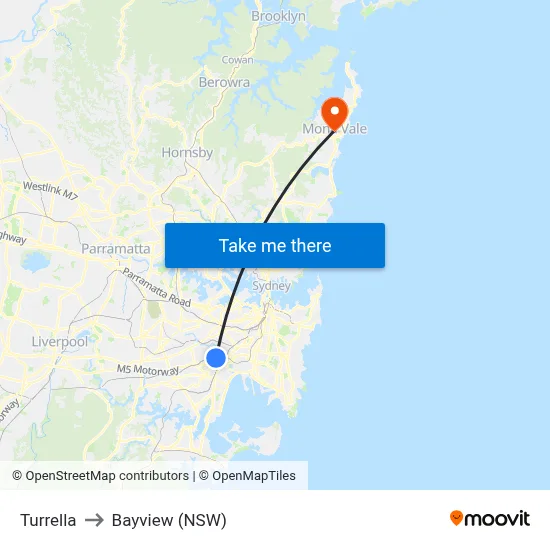 Turrella to Bayview (NSW) map