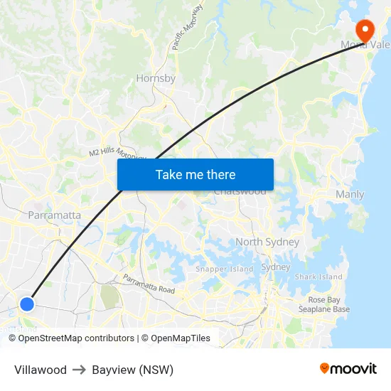 Villawood to Bayview (NSW) map
