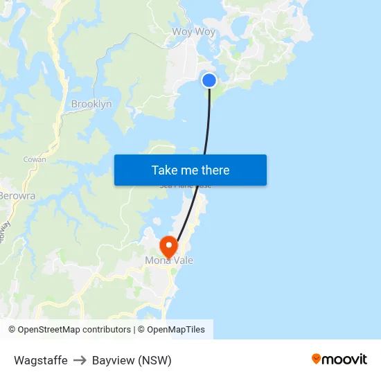 Wagstaffe to Bayview (NSW) map