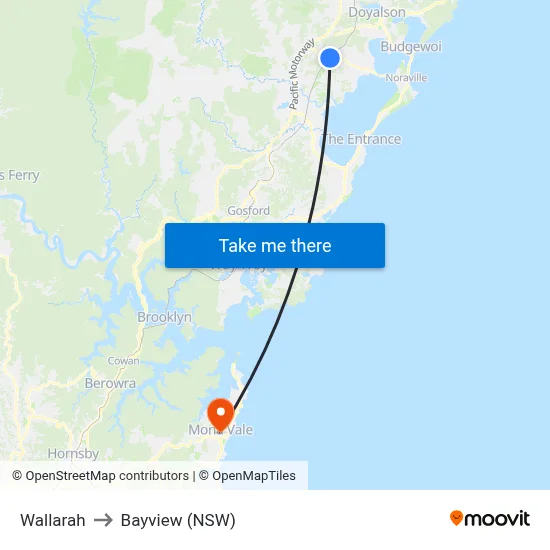 Wallarah to Bayview (NSW) map
