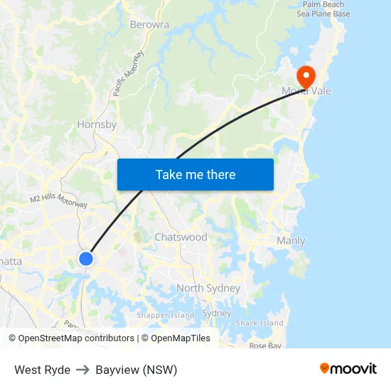 West Ryde to Bayview (NSW) map