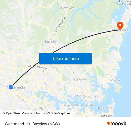 Westmead to Bayview (NSW) map