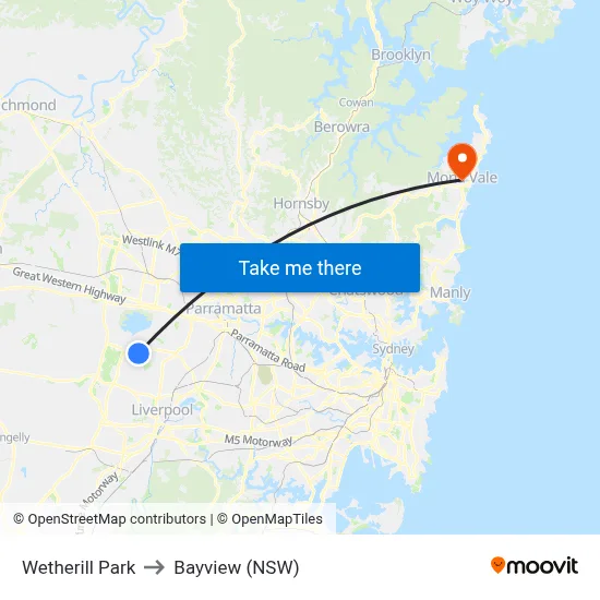 Wetherill Park to Bayview (NSW) map