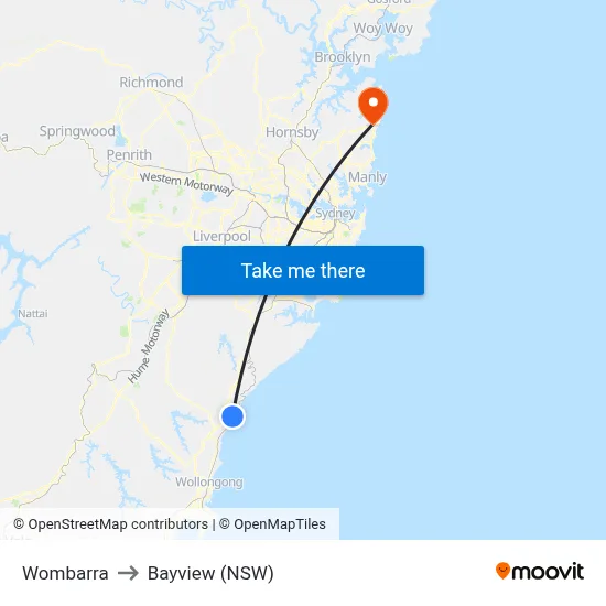 Wombarra to Bayview (NSW) map