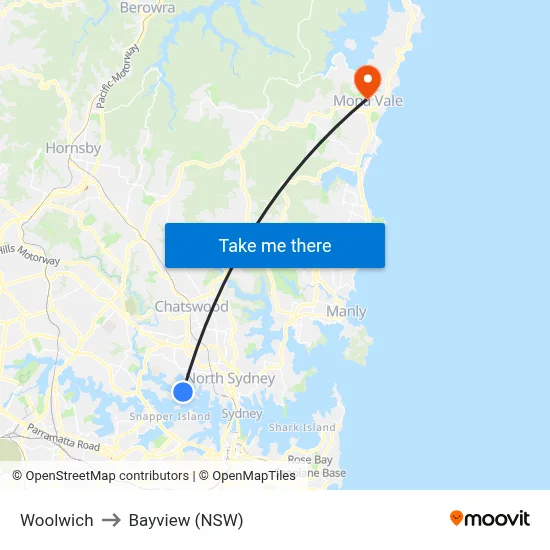 Woolwich to Bayview (NSW) map
