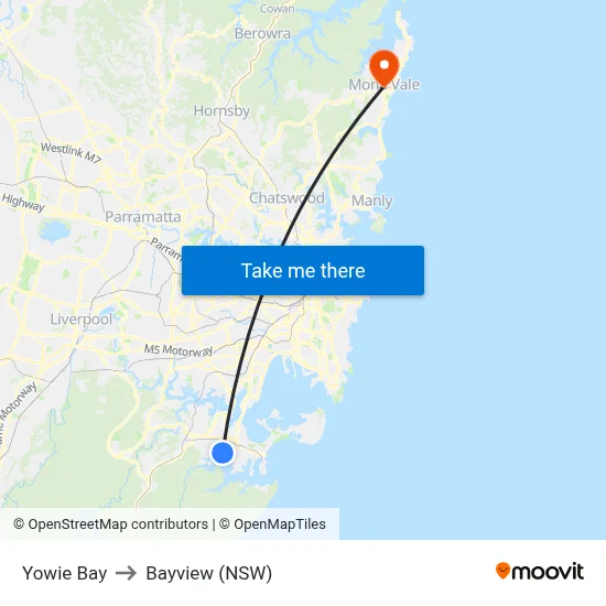 Yowie Bay to Bayview (NSW) map