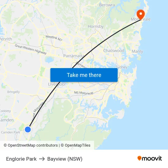 Englorie Park to Bayview (NSW) map