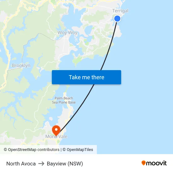North Avoca to Bayview (NSW) map