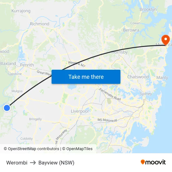 Werombi to Bayview (NSW) map