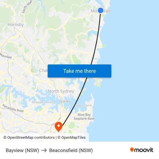 Bayview (NSW) to Beaconsfield (NSW) map